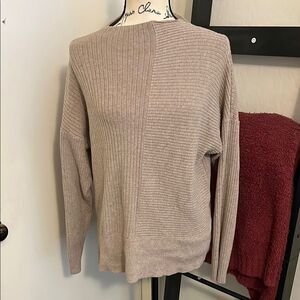 Modern Citizen Tan Ribbed Pullover Sweater Modern Minimalist Neutral Office